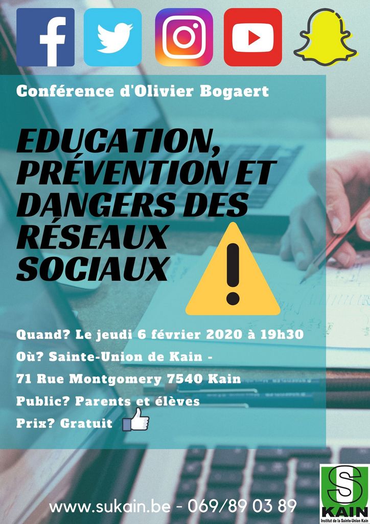 Prévention et dangers des réseaux sociaux – Jeudi 06 février 2020 à 19h30